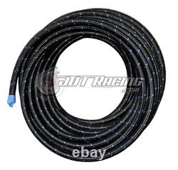 10AN AN10 PTFE Black/Blue Nylon Braided Stainless Steel Fuel Hose 30ft Length