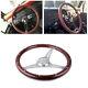 15/380mm Matte Silver Steering Wheel Dark Stained Wood Grip With Rivets Brown