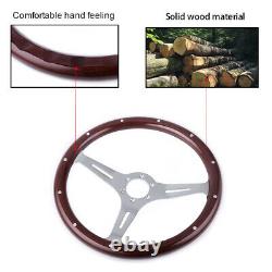 15/380mm Matte Silver Steering Wheel Dark Stained Wood Grip with Rivets Brown