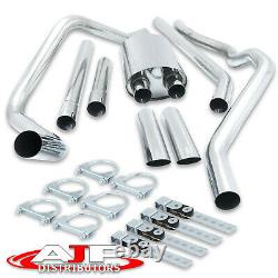 3.5 Slant Dual Muffler Tip SS Cat Back Exhaust For 2004-2008 Ford F150 4.6 5.4