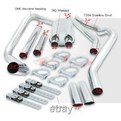 3.5 Slant Dual Muffler Tip SS Cat Back Exhaust For 2004-2008 Ford F150 4.6 5.4