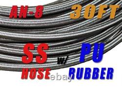 30ft -8an AN 8 Stainless Steel Braided hoses Fuel Oil Line Hose track car racing