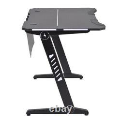 47.223.6 Gaming Desk Computer Racing Table WithRGB Lights With Headphone Hooks US