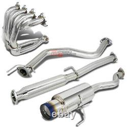 4burnt Muffler Tip Catback Exhaust+racing Header Manifold For CIVIC Eh/em 2/4dr