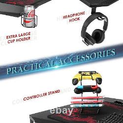55'' Computer Desk Gaming Table Racing Style Home Office Ergonomic with Mouse Pad