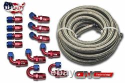 AN12 12 Fittings Swivel Stainless Steel Braided Fuel Line Hose 30FT Kit