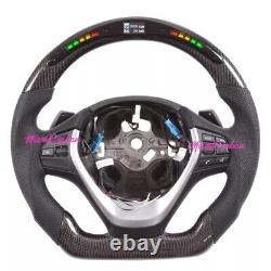 BMW Series 3 Carbon Fiber LED Steering Wheel Racing Flat Bottom Customized