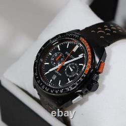 Bulova Quartz Racing Chronograph Black Dial Leather Strap Men's Watch 98B428