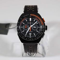 Bulova Quartz Racing Chronograph Black Dial Leather Strap Men's Watch 98B428