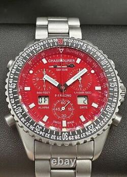 Chase-durer F1 Racing Chrono Alarm Chronograph Red Dial 42mm Stainless Steel