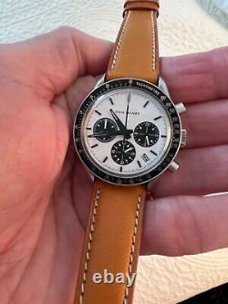 Dan Henry 1962 Racing Chronograph White Panda Mecha Quartz Date Great Shape