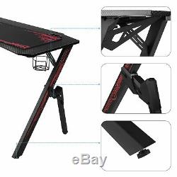 Ergonomic Gaming Desk 43 K-Shape Home Office Computer Table Racing Style Black