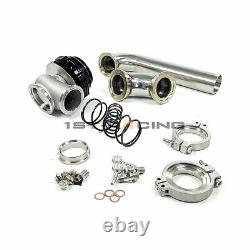 FOR Tial 44mm VBand Turbo External Wastegate 14PSI+90Deg Elbow inlet+outlet pipe