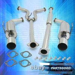 For 04-08 Nissan Maxima Stainless Catback Exhaust 4 Dual Muffler Tip 2.25 Pipe