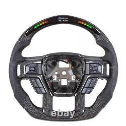 Ford F-150 Raptor Carbon Fiber LED Steering Wheel Flat Bottom Racing