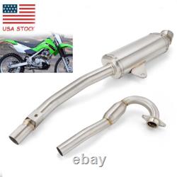 Full System Exhaust Muffler Stainless Steel Racing For Kawasaki KLX140 KLX140L R