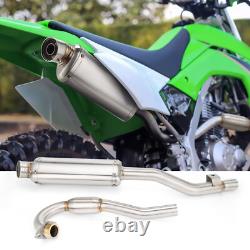 Full System Exhaust Muffler Stainless Steel Racing For Kawasaki KLX140 KLX140L R