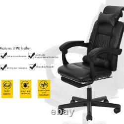 Gaming Chair Reclining Racing Chair High Back with Footrest Leather Office Home