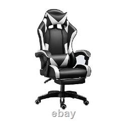 Gaming Chair Swivel Computer Racing Ergonomic Office Chair with Footrest White