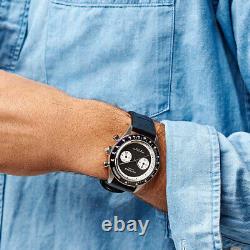 Hoffman RACING Hybrid Chronograph Quartz Mechanical Steel Black Whit Men's Watch