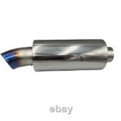 JS Racing Muffler Exhaust Alloy Stainless Steel Inlet 2.5 in Outlet 3 Blue