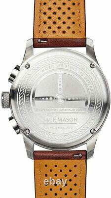 Jack Mason $275 Silver/black Racing Chronograph Brown Strap Watch Jm-r102-222