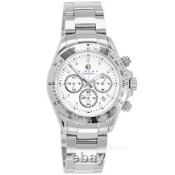 KINLEY Racing Series Mens Chronograph Watch, White Dial, Stainless Steel Band