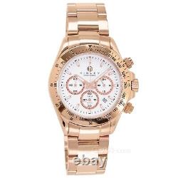 KINLEY Racing Series Mens Rose Gold Chronograph Watch White Dial Stainless Steel