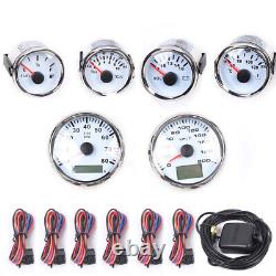 MOTOR METER RACING Classic 6 Gauge Set Speedometer stainless steel plate white