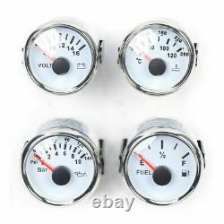 MOTOR METER RACING Classic 6 Gauge Set Speedometer stainless steel plate white