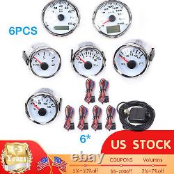 MOTOR METER RACING Classic 6 Gauge Set Speedometer stainless steel plate white