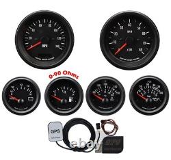 MOTOR METER RACING VD 6 Gauge Set GPS Speedometer MPH °F PSI White LED 85mm 52mm