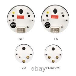 MOTOR METER RACING VD 6 Gauge Set GPS Speedometer MPH °F PSI White LED 85mm 52mm