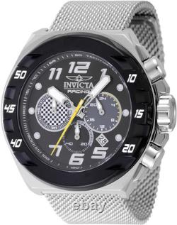 Men's 48mm Stainless Steel Racing Watch with Black & Grey Dial VD53 Quartz