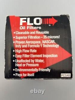 Motorcycle PC Racing FLO Spin On Stainless Steel LIFETIME Oil Filter, Black