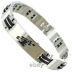 Nicky Hayden Moto GP Racing #1 Stainless Steel Rubber Insert Mens Bracelet