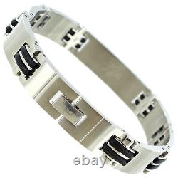 Nicky Hayden Moto GP Racing #1 Stainless Steel Rubber Insert Mens Bracelet