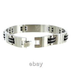 Nicky Hayden Moto GP Racing #1 Stainless Steel Rubber Insert Mens Bracelet