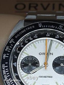 Panda Steel Racing Chronograph. ORC7. ORVIN. Mens's Watch w SEIKO VK64 MECHA