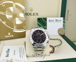 ROLEX 40mm Stainless Steel DAYTONA Black Race Dial Fat Buckle 116520 SANT BLANC