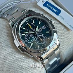 Seiko Stainless Steel Chronograph British Racing Green Mens Watch SND411PC