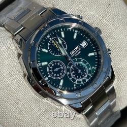 Seiko Stainless Steel Chronograph British Racing Green Mens Watch SND411PC