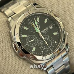 Seiko Stainless Steel Chronograph British Racing Green Mens Watch SND411PC