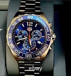 Tag Heuer 43mm F1 Qtz Chrono Formula CAZ1014 All S/S Blue/Orange GORGEOUS NEW