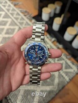 Tag Heuer 43mm F1 Qtz Chrono Formula CAZ1014 All S/S Blue/Orange GORGEOUS NEW