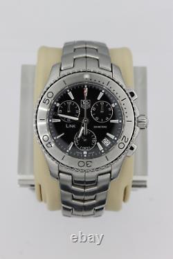 Tag Heuer Black Mens Watch CJ1110. BA0576 Link Chronograph Racing Dive Silver SS