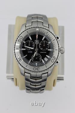 Tag Heuer Black Mens Watch CJ1110. BA0576 Link Chronograph Racing Dive Silver SS