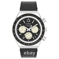 Timex Q Chronograph Motorsport Stainless Steel Leather 40mm Race Watch TW2V42700