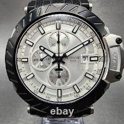 Tissot T-Race Chronograph Automatic Watch Men 48mm Silver Dial Stainless Steel