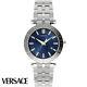 Versace Ve2b00421 V-race Blue Silver Stainless Steel Men's Watch New